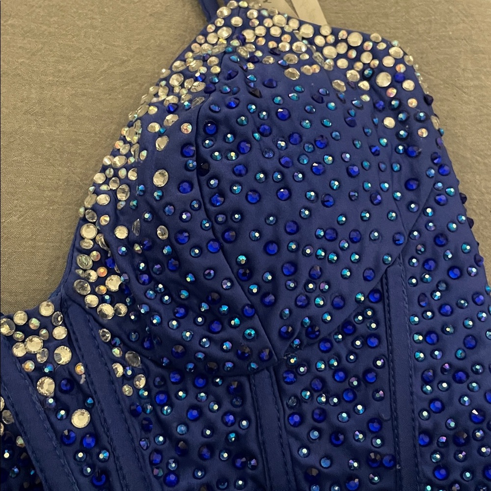 Ava Presley Sapphire Mini Dress with Crystal Accents - Picture 9 of 9